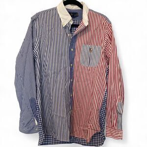 Ralph Lauren Mens Multicolor Colorblock Striped Ginghman Long Sleeve Button Down